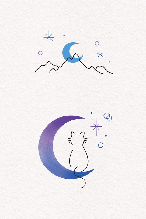 (Doran) Trăng xanh & Chú mèo lãng mạn trên núi (2EA)
