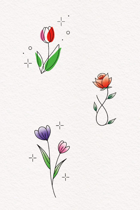 (Doran) Tulip Lembut & Bunga Mawar Möbius & Tulip Berkilauan (2EA)