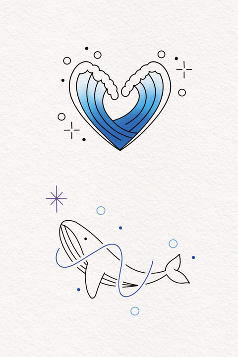 (Doran) 閃亮的心浪和游泳的鯨魚 (2EA)